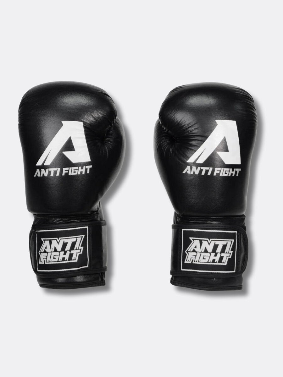 AntiFight Klasik Siyah Hakiki Deri Boks Eldiveni
