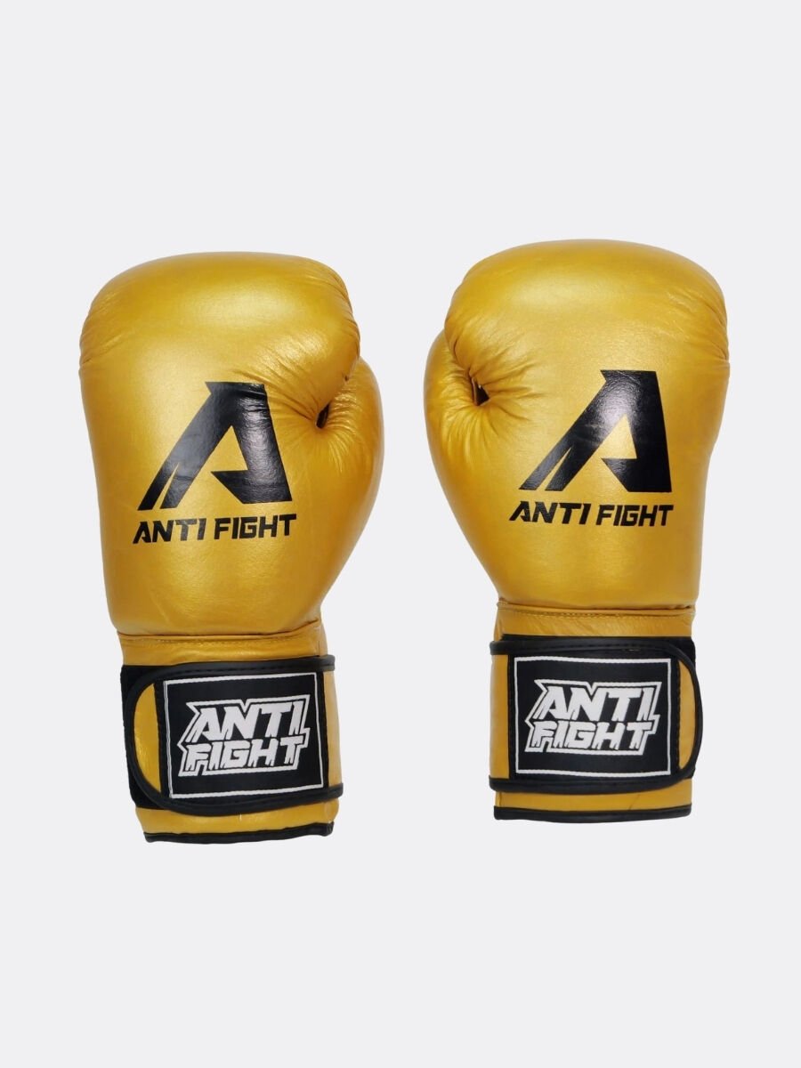 AntiFight Klasik Altın Hakiki Deri Boks Eldiveni