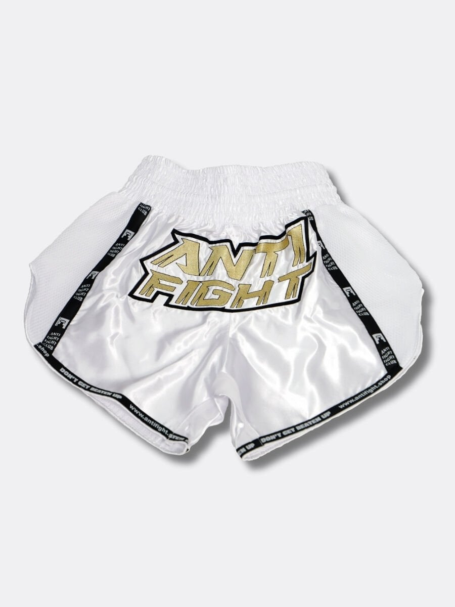AntiFight Klasik Beyaz Gold Kickboks Muaythai Şortu