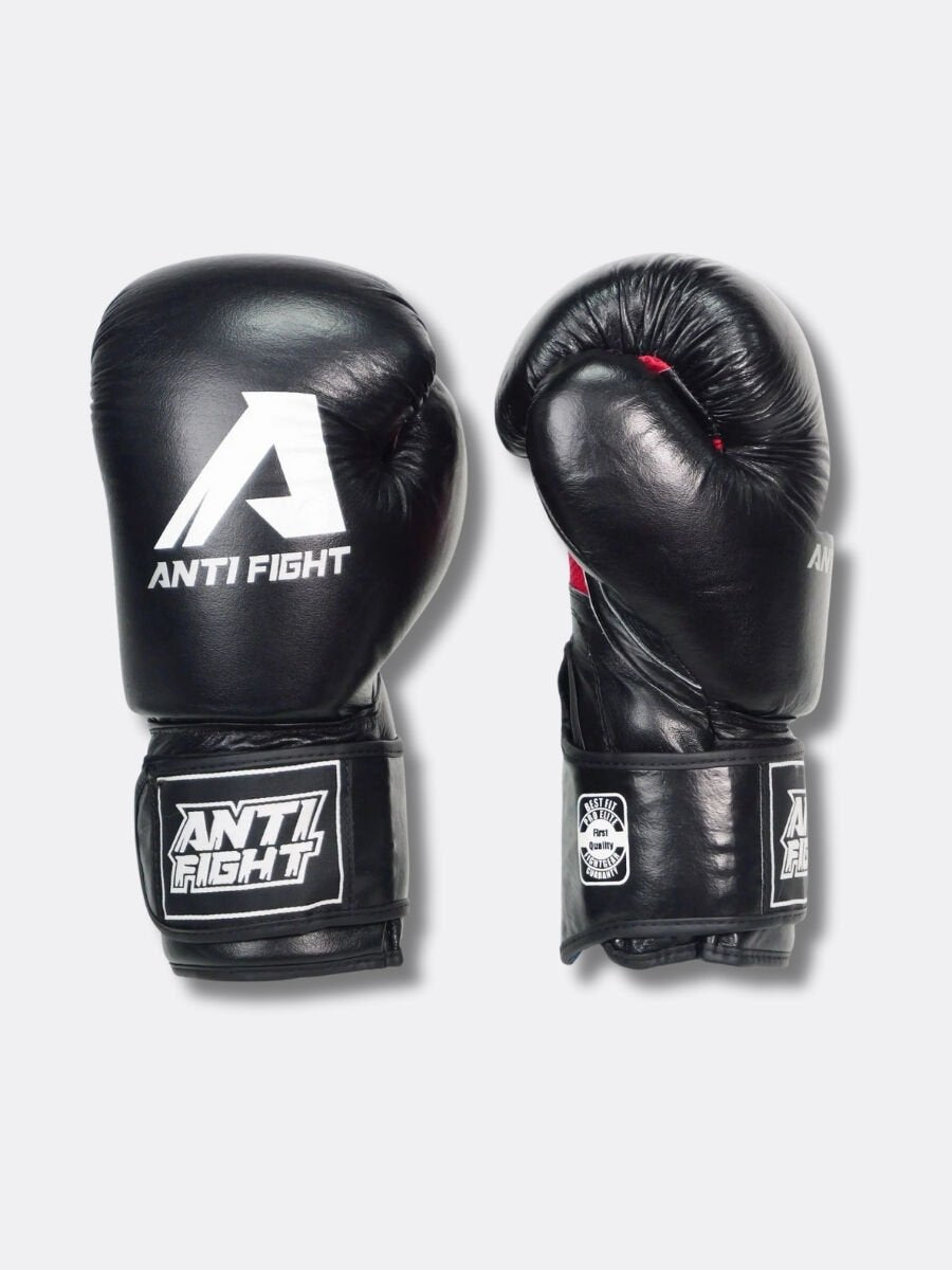 AntiFight Klasik Siyah Hakiki Deri Boks Eldiveni