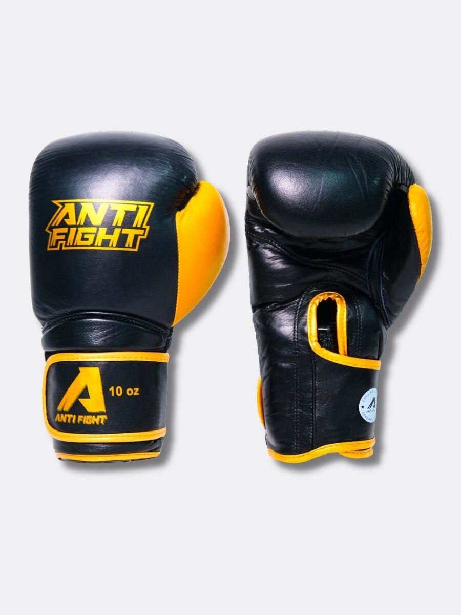 Antifight Golden Black Deri Boks Eldiveni