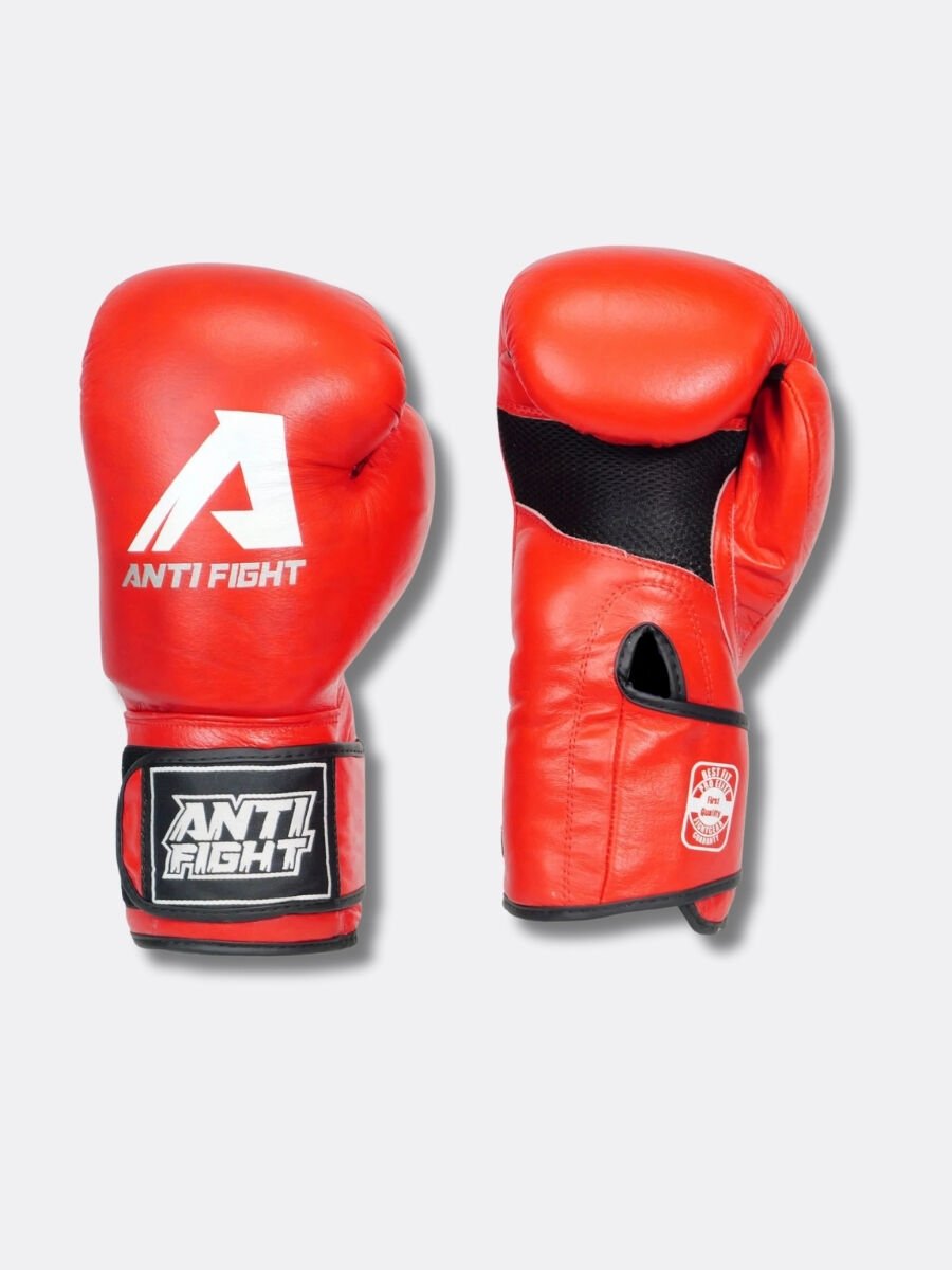 AntiFight Klasik Kırmızı Hakiki Deri Boks Eldiveni