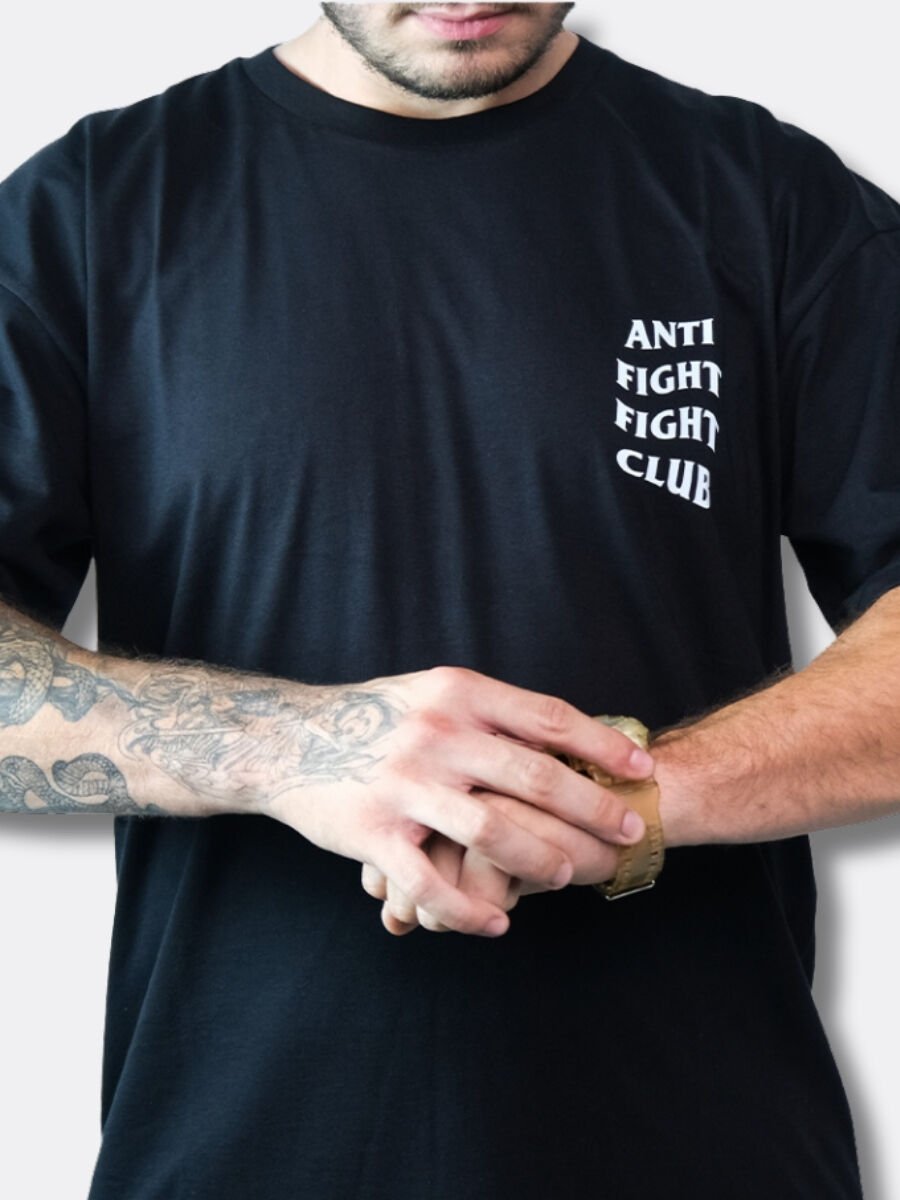 Anti Fight Fight Club Siyah Oversize T-shirt